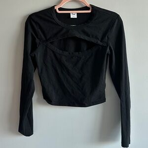 aritzia black long sleeve cut out crop top